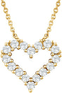 14K Gold Round Natural Diamond Heart Necklace - Yellow Gold