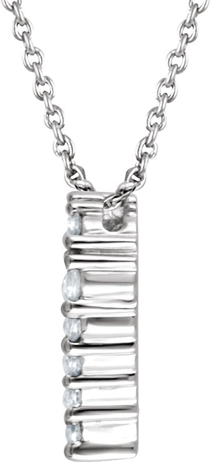 14K Gold Round Natural Diamond Heart Necklace - White Gold - view 2