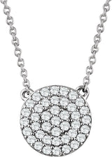 14K Gold Round Natural Diamond Cluster Necklace - White Gold