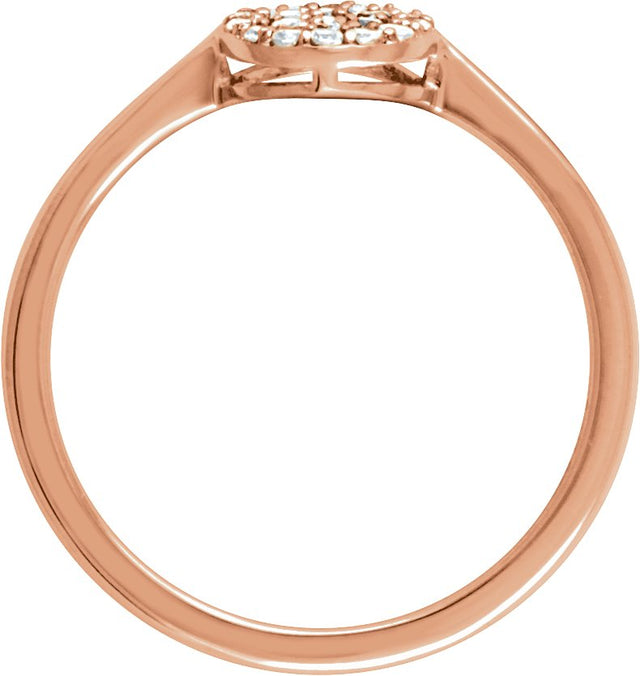 14K Gold Round Natural Diamond Cluster Ring – 1.2mm Stones - Rose Gold - view 2