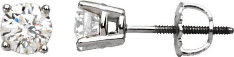 14K Gold Natural Diamond Round 4-Prong Stud Earrings – 2.8-6.3mm Stones - White Gold