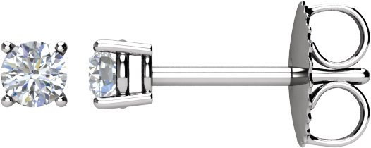14K Gold Natural Diamond Round 4-Prong Stud Earrings – 3-3.4mm Stones - White Gold