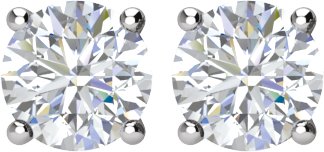 14K Gold Natural Diamond Round 4-Prong Stud Earrings – 3.9-5.75mm Stones - White Gold - view 2