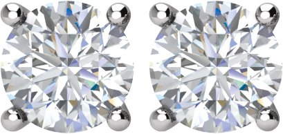 14K Gold Natural Diamond Round 4-Prong Stud Earrings – 3.9-5.75mm Stones - White Gold - view 2