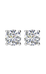 14K Gold Natural Diamond Round 4-Prong Stud Earrings – 3-5.2mm Stones - White Gold