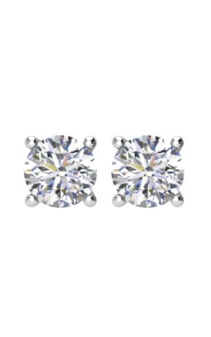 14K Gold Natural Diamond Round 4-Prong Stud Earrings – 3-5.2mm Stones - White Gold