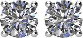 Platinum Natural Diamond Round 4-Prong Stud Earrings - view 2