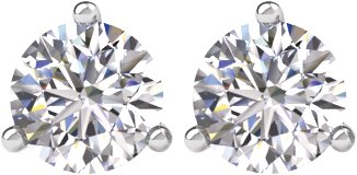 14K Gold Natural Diamond Round 3-Prong Cocktail-Style Stud Earrings II - White Gold