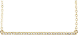 14K Gold Round Natural Diamond Accented Bar Necklace - Yellow Gold