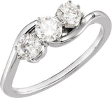 Platinum Round Natural Diamond Three-Stone Ring
