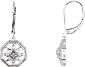 14K Gold Round Natural Diamond Granulated Filigree Earrings – 1.7mm Stones