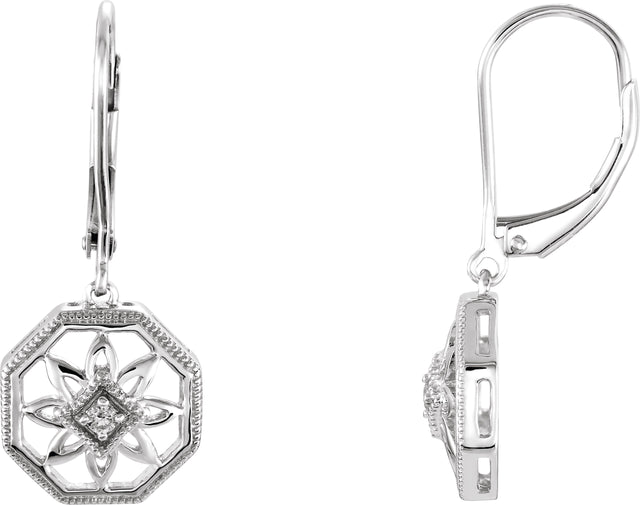 14K Gold Round Natural Diamond Granulated Filigree Earrings – 1.7mm Stones