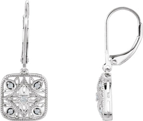 14K Gold Round Natural Diamond Granulated Filigree Earrings – 1.6mm Stones