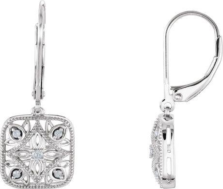 14K Gold Round Natural Diamond Granulated Filigree Earrings – 1.6mm Stones