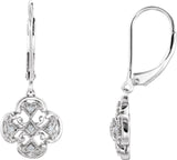 14K Gold Natural Diamond Filigree Earrings
