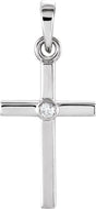 Platinum Round Natural Diamond Cross Pendant