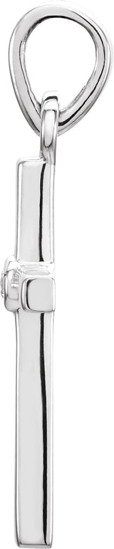 14K Gold Round Natural Diamond Cross Pendant – up to 0.01 CTW - White Gold - view 2
