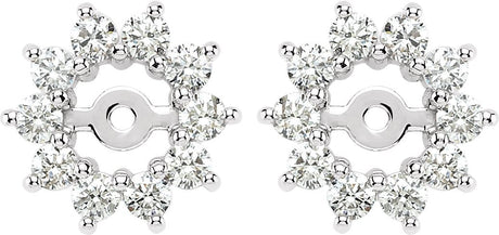 14K Gold Natural Diamond Halo-Style Earring Jackets IV - White Gold