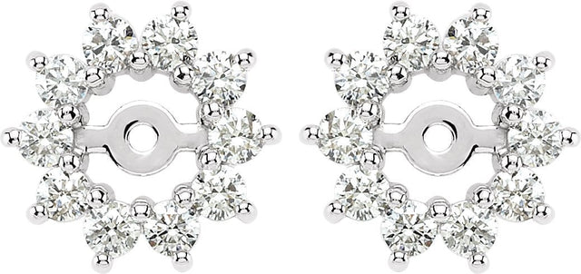 14K Gold Natural Diamond Halo-Style Earring Jackets IV - White Gold