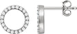 14K Gold Round Natural Diamond Circle Earrings - White Gold