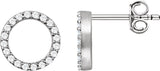 14K Gold Round Natural Diamond Circle Earrings - White Gold