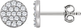 14K Gold Round Natural Diamond Cluster Earrings II - White Gold
