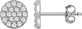 14K Gold Round Natural Diamond Cluster Earrings II - White Gold