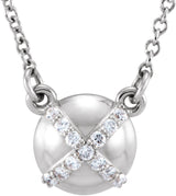 14K Gold X Necklace - White Gold