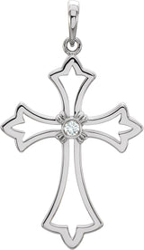 Platinum Round Natural Diamond Cross Pendant – 0.03 CTW