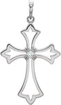 Platinum Round Natural Diamond Cross Pendant – 0.03 CTW