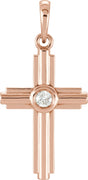 14K Gold Round Natural Diamond Cross Pendant – 0.06 CTW · 2.5mm Stones - Rose Gold