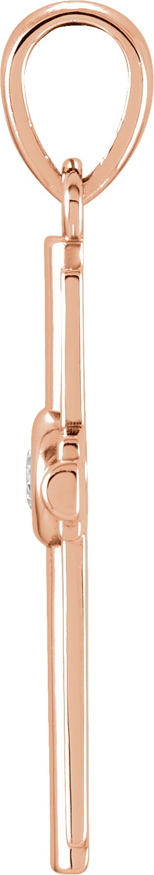 14K Gold Round Natural Diamond Cross Pendant – 0.06 CTW · 2.5mm Stones - Rose Gold - view 2