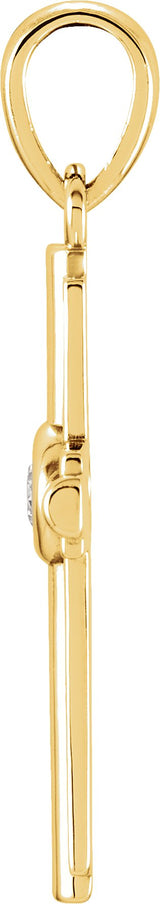 14K Gold Round Natural Diamond Cross Pendant – 0.06 CTW · 2.5mm Stones - Yellow Gold - view 2