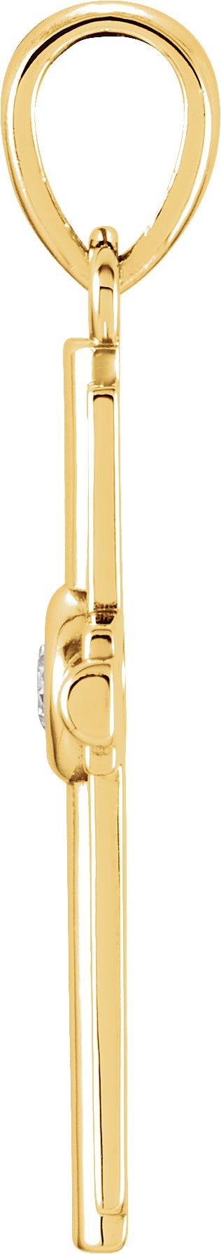 14K Gold Round Natural Diamond Cross Pendant – 0.06 CTW · 2.5mm Stones - Yellow Gold - view 2