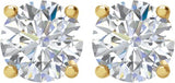 14K Gold Natural Diamond Round 4-Prong Stud Earrings – 3.9-5.75mm Stones - Yellow Gold - view 2