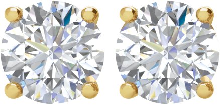 14K Gold Natural Diamond Round 4-Prong Stud Earrings – 2.8-6.3mm Stones - Yellow Gold - view 2
