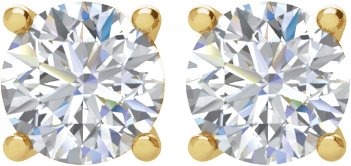 14K Gold Natural Diamond Round 4-Prong Stud Earrings – 3.9-5.75mm Stones - Yellow Gold - view 2