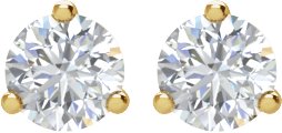 14K Gold Natural Diamond Round 3-Prong Cocktail-Style Stud Earrings – 3-6.3mm Stones - Yellow Gold - view 2