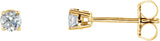14K Gold Natural Diamond Round 4-Prong Stud Earrings – 3-3.4mm Stones - Yellow Gold