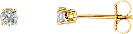 14K Gold Natural Diamond Round 4-Prong Stud Earrings – 3-3.4mm Stones - Yellow Gold