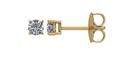 14K Gold Natural Diamond Round 4-Prong Stud Earrings – 3-3.4mm Stones - Yellow Gold