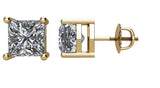 14K Gold Natural Diamond Square 4-Prong Stud Earrings – 2.75x2.75mm - Yellow Gold