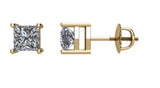 14K Gold Natural Diamond Square 4-Prong Stud Earrings – 2.75x2.75mm - Yellow Gold