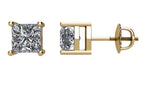 14K Gold Natural Diamond Square 4-Prong Stud Earrings – 2.75x2.75mm - Yellow Gold