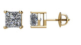 14K Gold Natural Diamond Square 4-Prong Stud Earrings – 2.75x2.75mm - Yellow Gold
