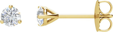 14K Gold Natural Diamond Round 3-Prong Cocktail-Style Stud Earrings – 3-6.3mm Stones - Yellow Gold
