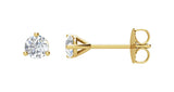 14K Gold Natural Diamond Round 3-Prong Cocktail-Style Stud Earrings – up to 1 1/2 CTW - Yellow Gold