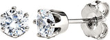 14K Gold Natural Diamond Round 6-Prong Stud Earrings – 3-6.3mm Stones - White Gold