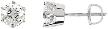 14K Gold Natural Diamond Round 6-Prong Stud Earrings – 3-6.1mm Stones - White Gold