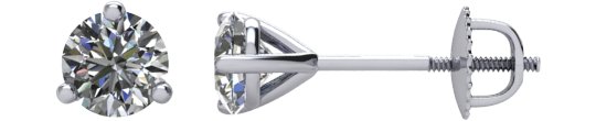 14K Gold Natural Diamond Round 3-Prong Cocktail-Style Stud Earrings - White Gold